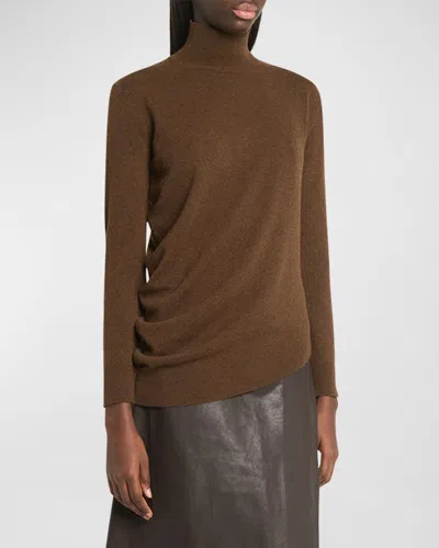 Co Draped Cashmere Turtleneck Jumper In Brown