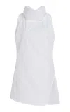Co Draped Tton Poplin Top In White