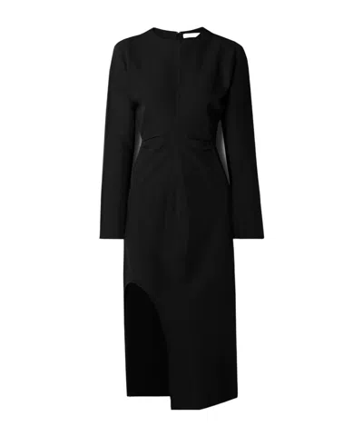 Co Draped Crepe Midi Dress In Black