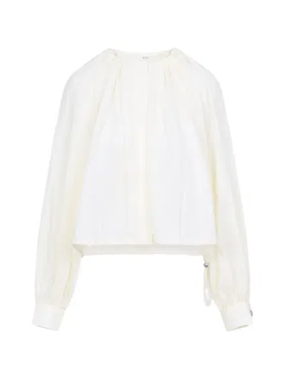 Co Drawstring Gathered Blouse In White