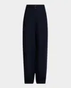 Co Drop-crotch Pleated Straight-leg Pants With Belt In Navy