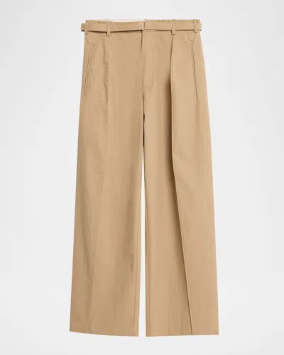 Co Drop-waist Tton Twill Straight-leg Pants With Belt In Neutral