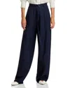 Co Drop-crotch Pleated Straight-leg Pants With Belt In Navy
