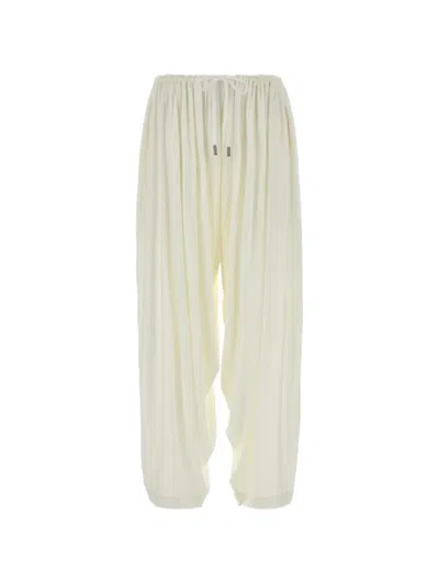 Co Ivory Visse Elasticated Waist Gathered Trousers In White