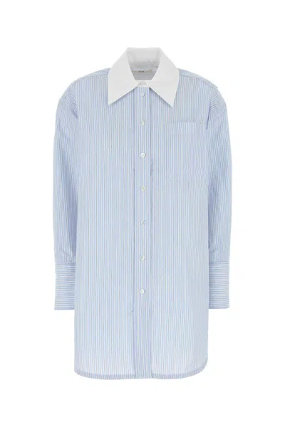 Co Embroidered Poplin Oversize Shirt In Blue