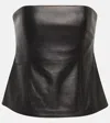 Co Strapless Leather Bustier Top In Black