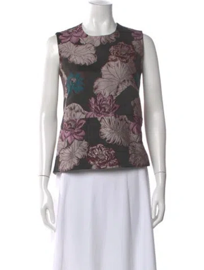 Pre-owned Co Floral Print Crew Neck Top In Multi