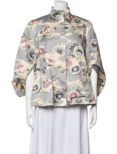 Pre-owned Co Floral Print Jacket In Blue