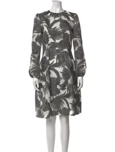 Pre-owned Co Floral Print Knee-length Dress In Grey