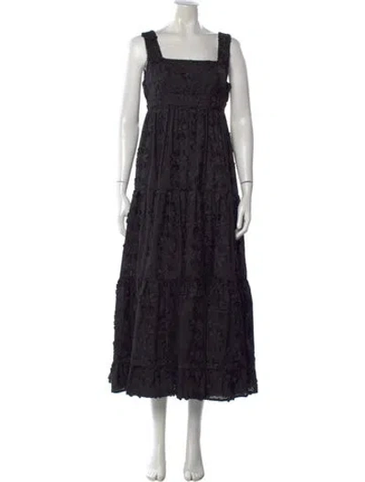 Pre-owned Co Floral Print Long Dress In Black