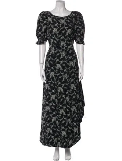 Pre-owned Co Floral Print Long Dress In Blue