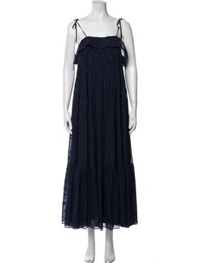 Pre-owned Co Floral Print Long Dress In Blue