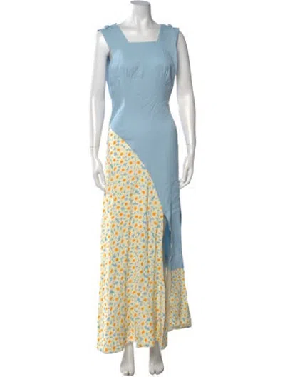 Pre-owned Co Floral Print Long Dress In Blue