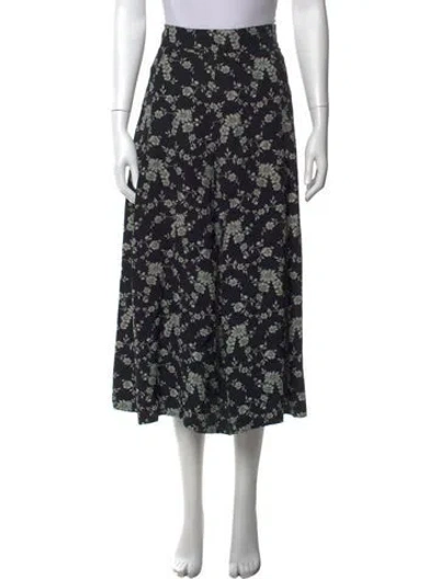 Pre-owned Co Floral Print Long Skirt In Black