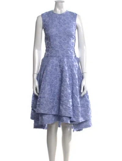 Pre-owned Co Floral Print Midi Length Dress In Blue