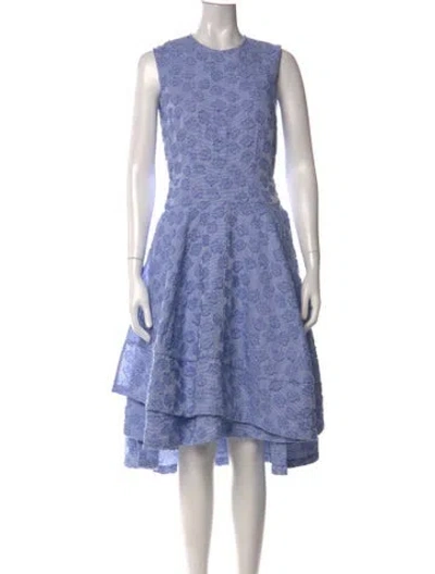 Pre-owned Co Floral Print Midi Length Dress In Blue/metallic
