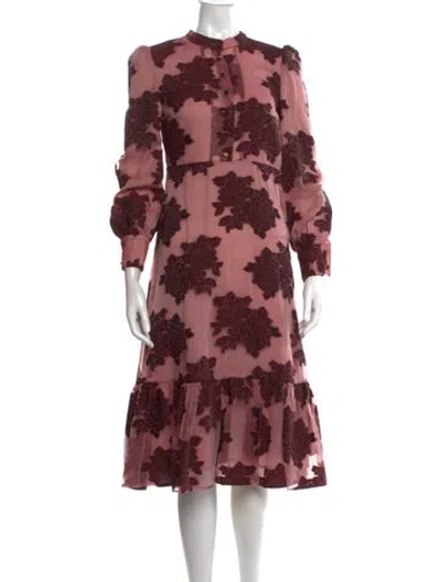 Pre-owned Co Floral Print Midi Length Dress In Pink