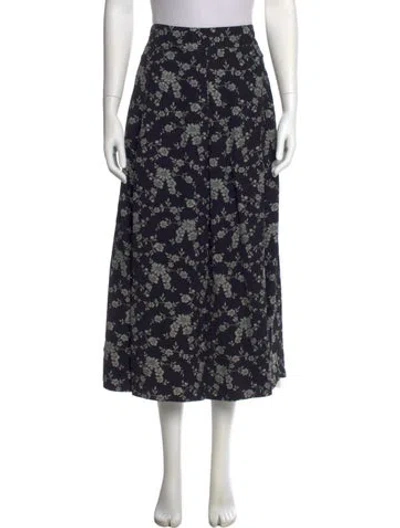 Pre-owned Co Floral Print Midi Length Skirt In Black