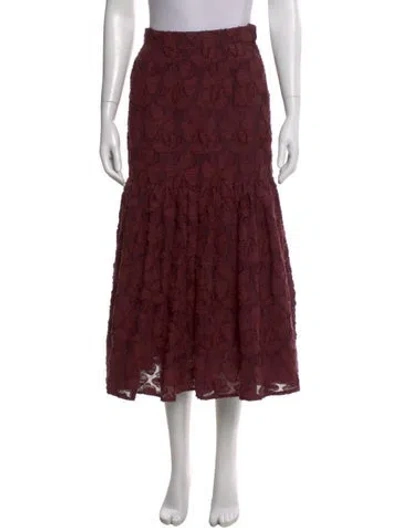 Pre-owned Co Floral Print Midi Length Skirt In Purple
