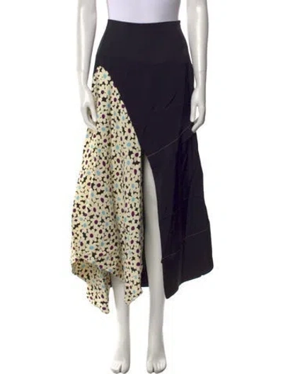 Pre-owned Co Floral Print Midi Length Skirt W/ Tags In Black