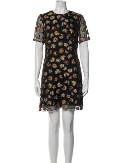 Pre-owned Co Floral Print Mini Dress In Black