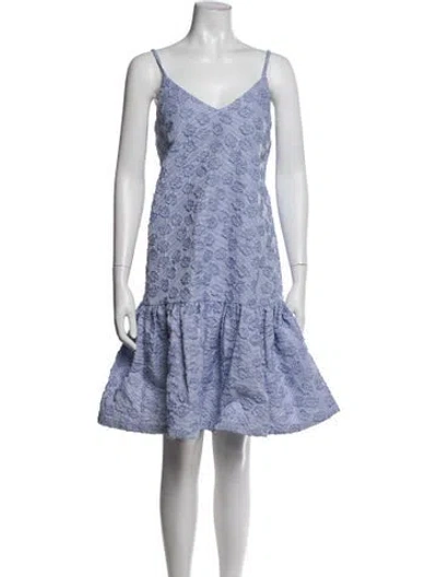 Pre-owned Co Floral Print Mini Dress In Blue/metallic