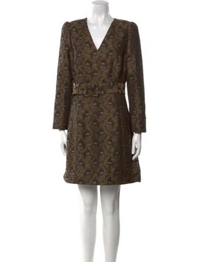 Pre-owned Co Floral Print Mini Dress In Brown