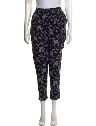 Pre-owned Co Floral Print Straight Leg Pants In Black