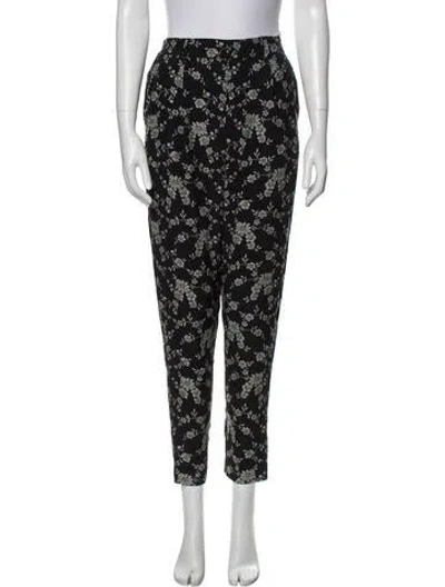 Pre-owned Co Floral Print Sweatpants In Black