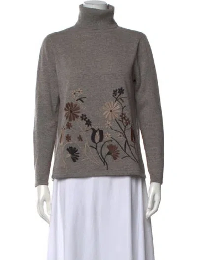 Pre-owned Co Floral Print Turtleneck Sweater In Neutrals