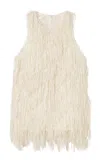 Co Fringed Silk-blend Racerback Tank Top - In White