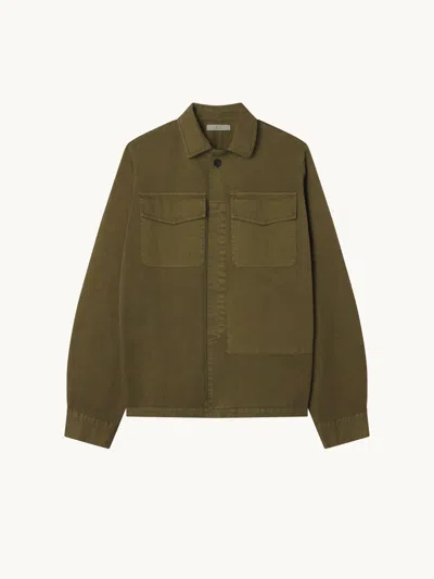 Co Garment-dyed Shirt Jacket Avocado M In Green