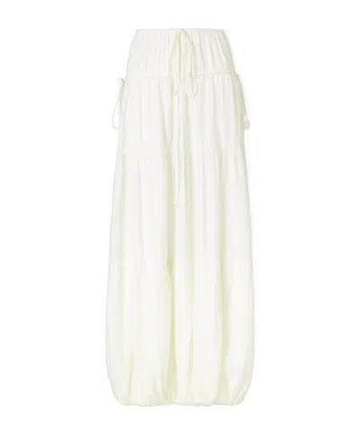 Co Gathered Crepe Bubble Maxi Skirt In White