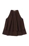 Co Gathered Tton Poplin Halter Tunic In Brown