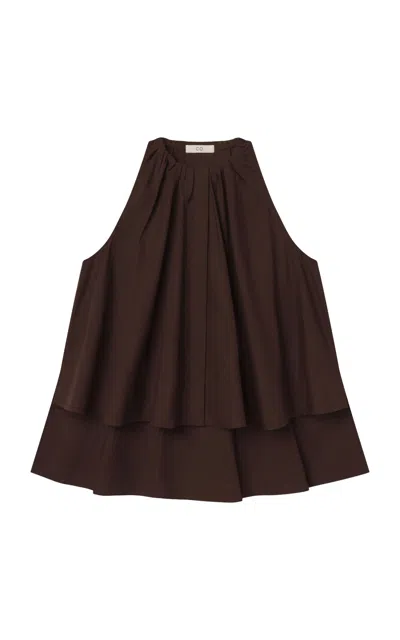 Co Gathered Tton Poplin Halter Tunic In Brown