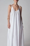 Co Sleeveless Gathered Maxi Shift Dress In White