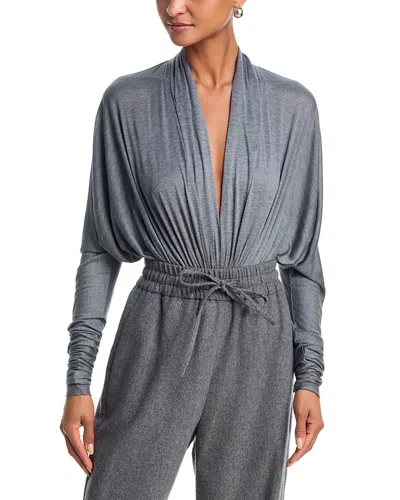 Co Gathered Long Sleeve Bodysuit In Gray
