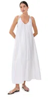 Co Sleeveless Gathered Maxi Shift Dress In White