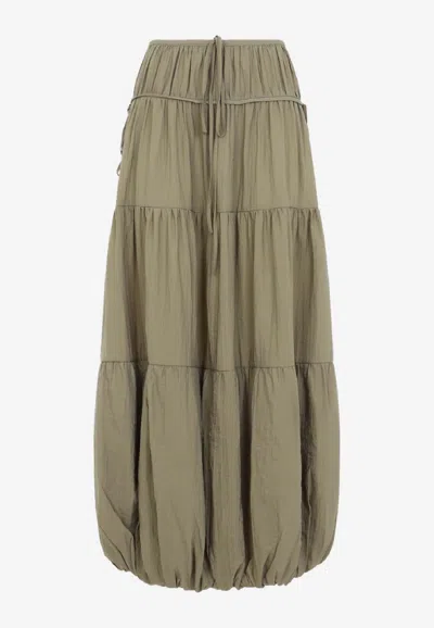 Co Gathered Midi Bubble Skirt In Green