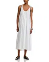 Co Sleeveless Gathered Maxi Shift Dress In White