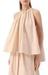 Co Gathered Tunic Shirt In Pink In Neutral