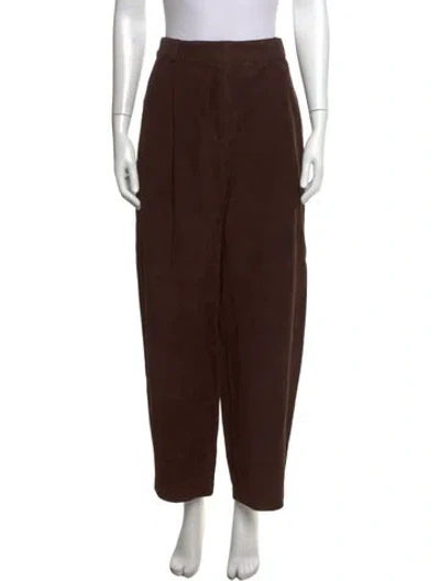 Pre-owned Co Goat Leather Wide Leg Pants In Brown