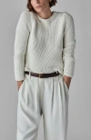 Co Long-sleeve Knit Crewneck Sweater In White