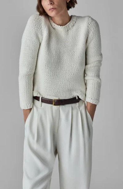 Co Long-sleeve Knit Crewneck Sweater In White