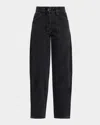 Co High-rise Denim Crop Balloon Pants In Black