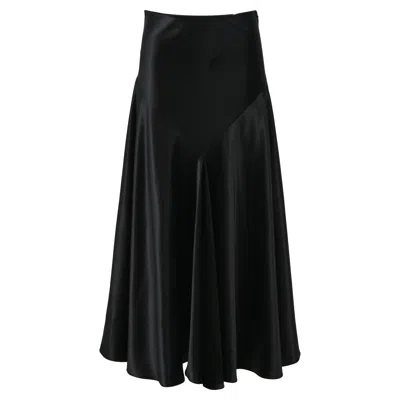 Co High-waisted Midi Flared Skirt In Black Silk