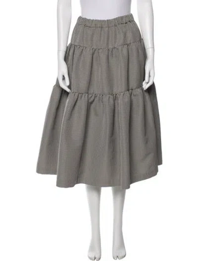 Pre-owned Co Houndstooth Print Midi Length Skirt In Neutral