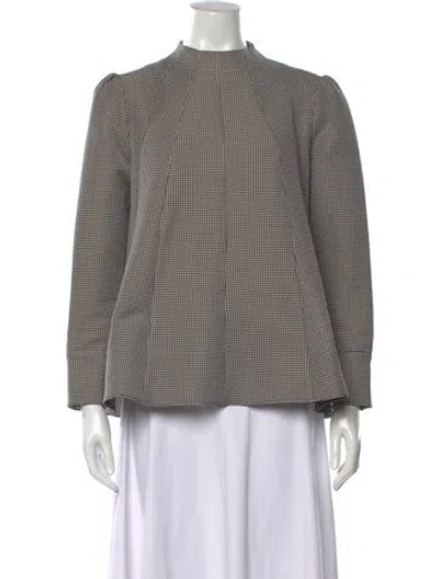 Pre-owned Co Houndstooth Print Mock Neck Top In Multilor