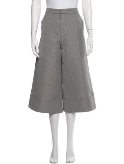 Pre-owned Co Houndstooth Print Wide Leg Pants In White