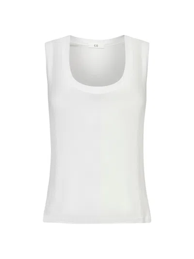 Co Ivory Slub Jersey Loose Tank Top In White